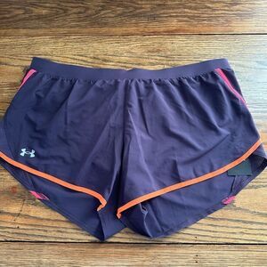 Under Armour Fly By 2.0 Brief Lined‎ Running Shorts Purple Women’s XXL NEW